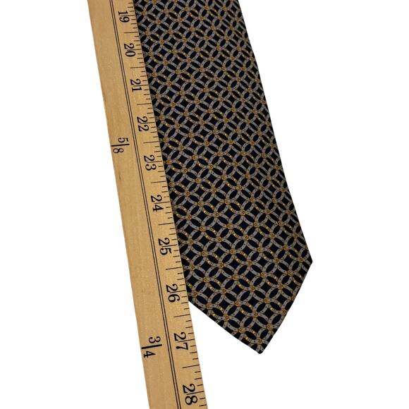 Hermes Mens Silk Necktie Made in France Luxury Equestrian Belt Blue Gray - Picture 10 of 10